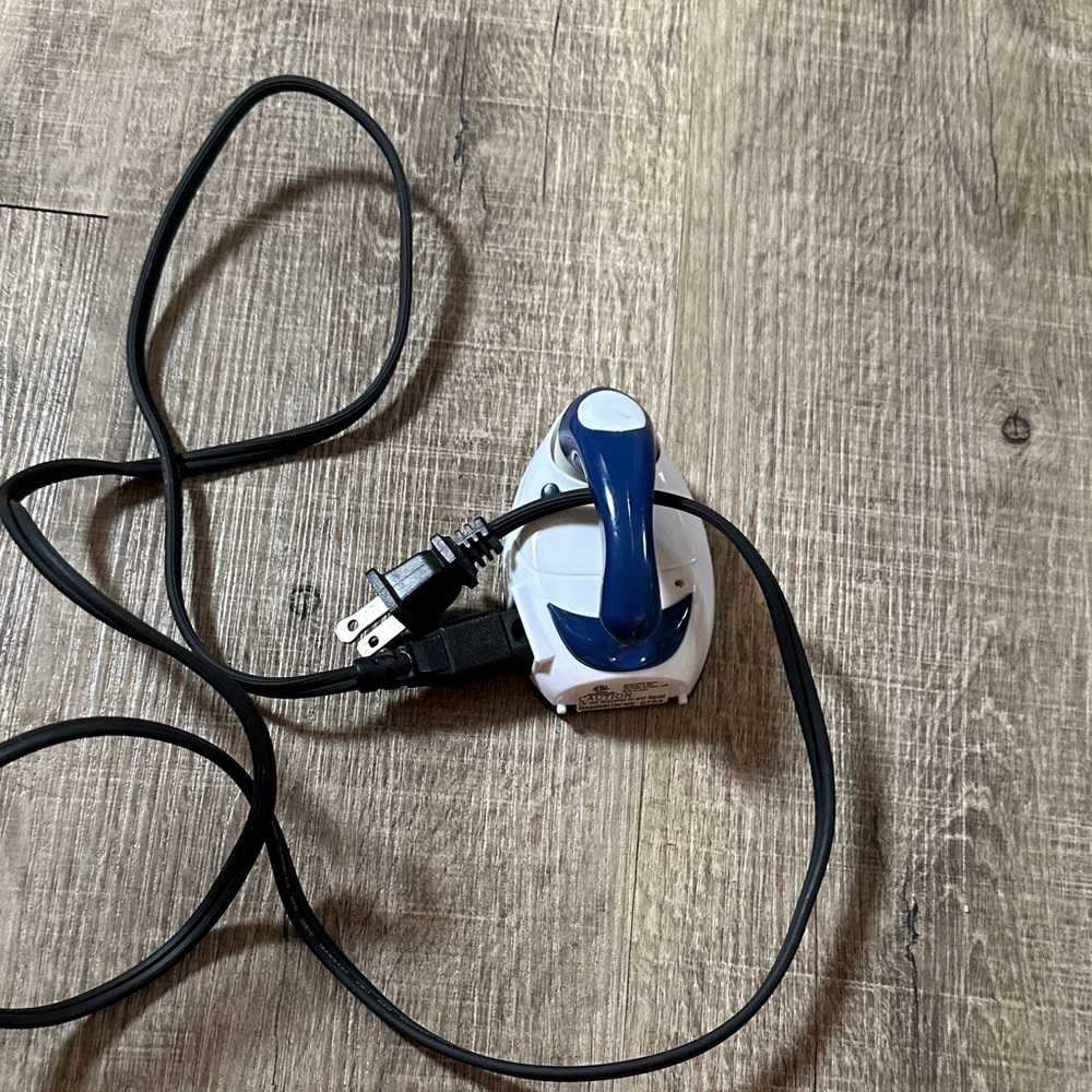 Compact Blue and White Travel Iron